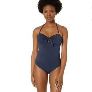 Michael Kors Navy Bandeau One Piece Swimsuit sz 12